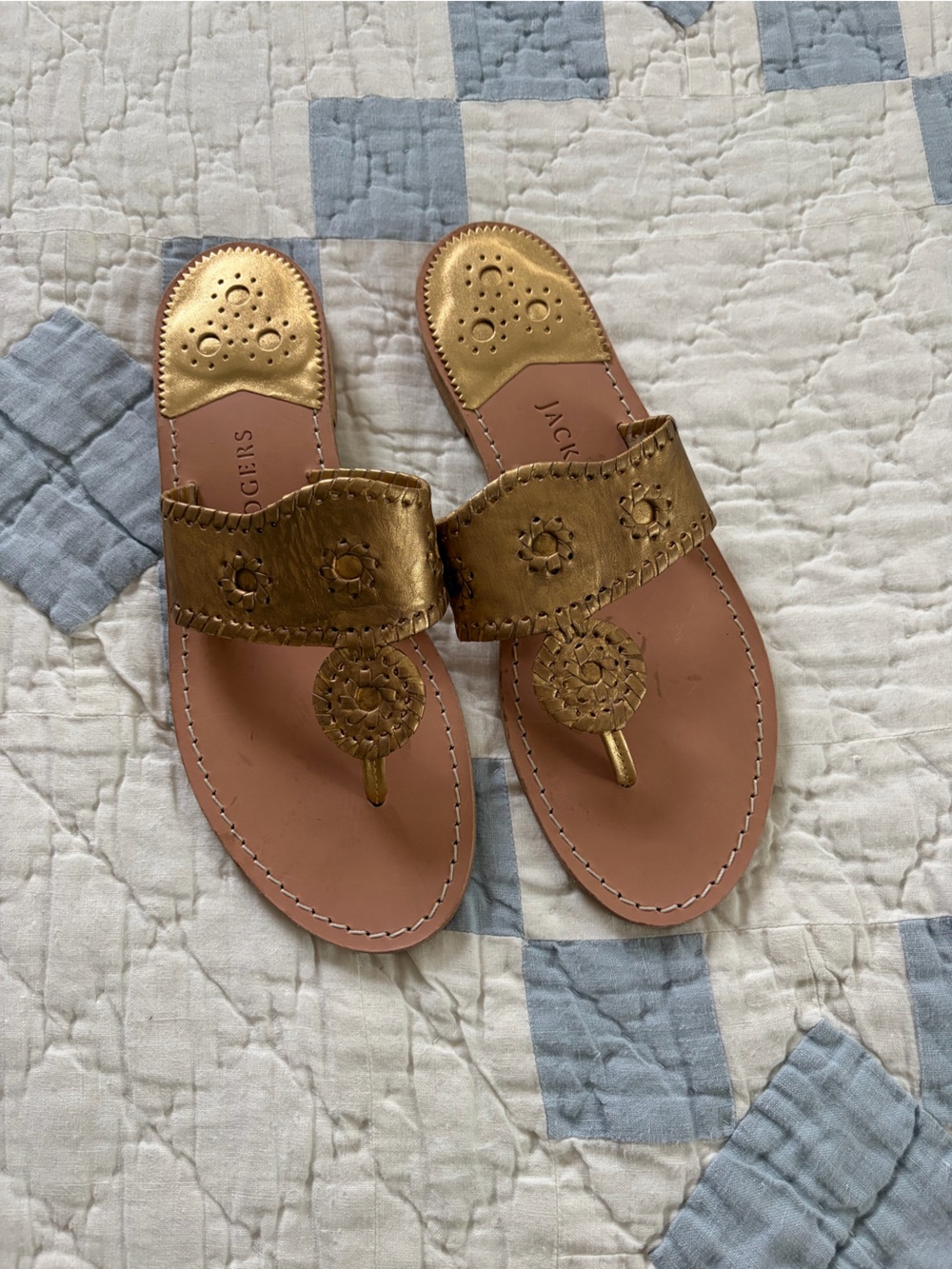 Jack Rogers Metallic Leather Sandals, Gold